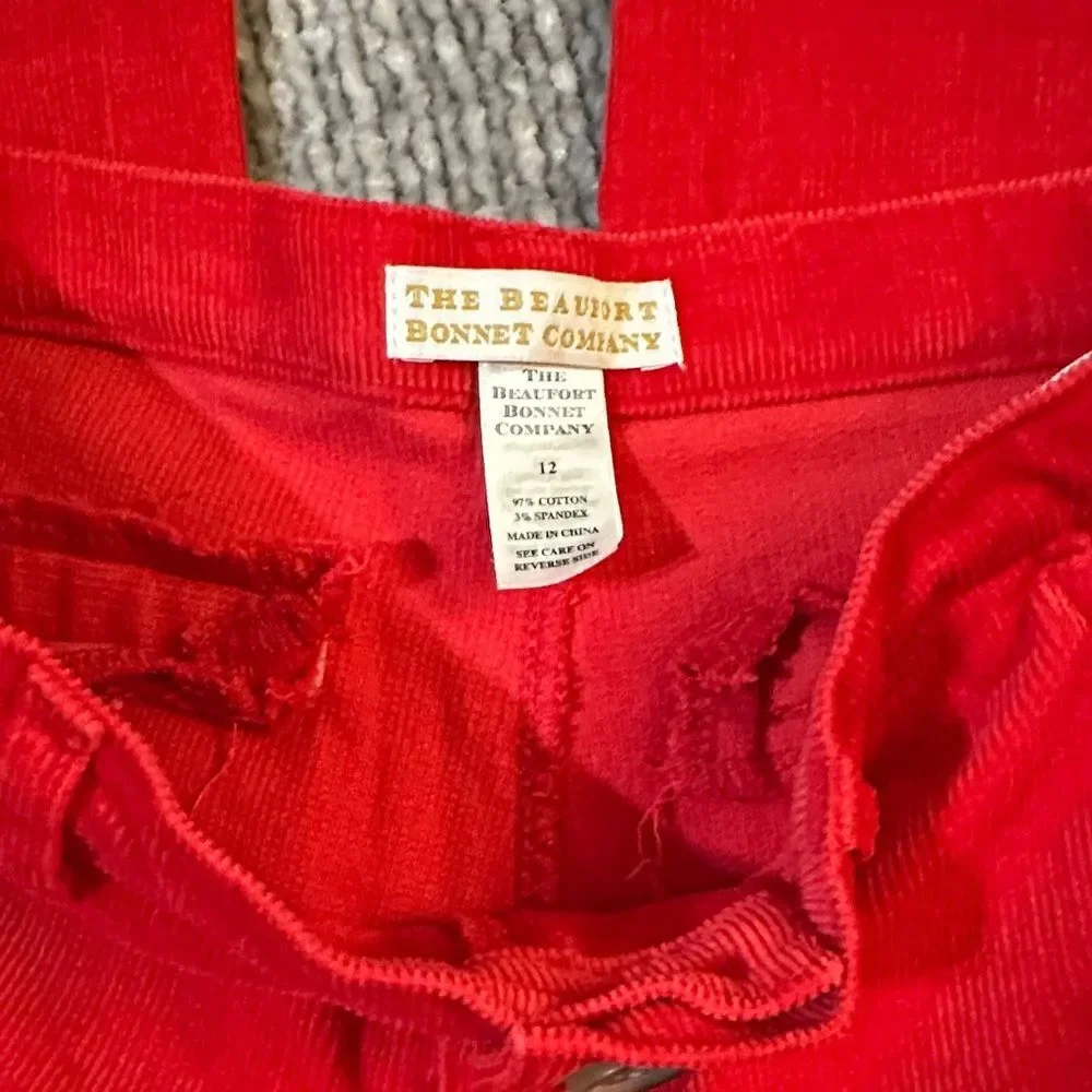 NWOT The Beaufort Bonnet Co. red cord pants size 12